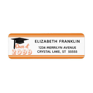 Studenten Orange Black Class Year Returadress Etikett