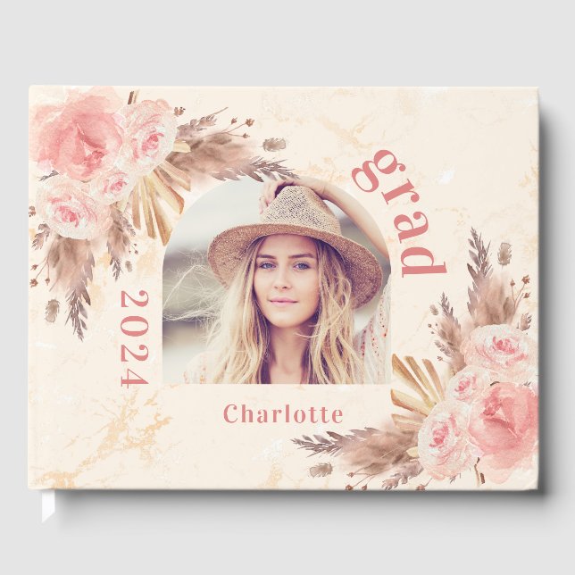 Studenten pampasgräs ro guld blommigtar 2025 gästböcker (Framsida)