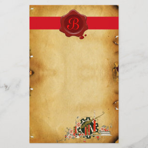 STUDENTEN PARCHMENT RED VAX SEAL MONOGRAM BREVPAPPER