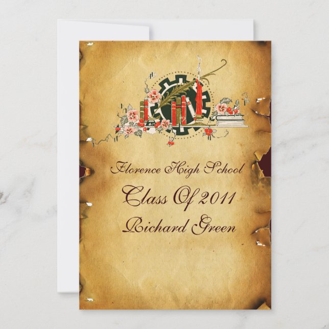 STUDENTEN PARCHMENT RED VAX SEAL MONOGRAM Felt Inbjudningar (Framsida)
