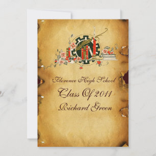 STUDENTEN PARCHMENT RED VAX SEAL MONOGRAM Felt Inbjudningar