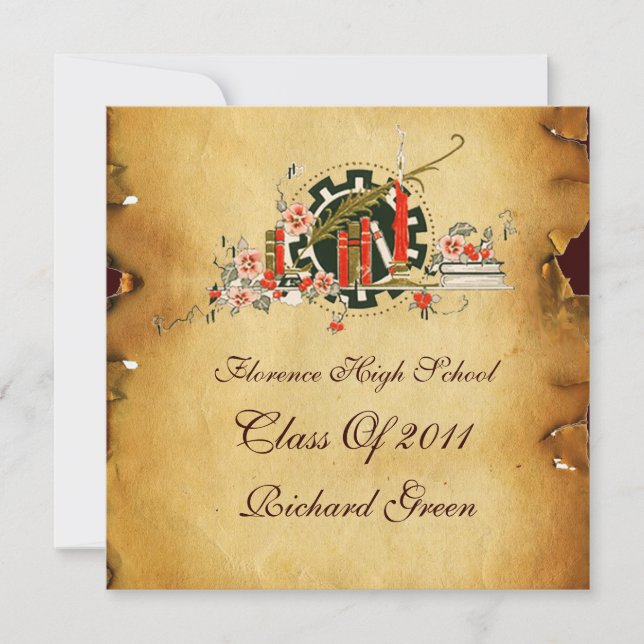 STUDENTEN PARCHMENT RED VAX SEAL MONOGRAM Felt Inbjudningar (Framsida)