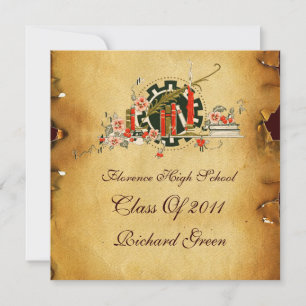 STUDENTEN PARCHMENT RED VAX SEAL MONOGRAM Felt Inbjudningar