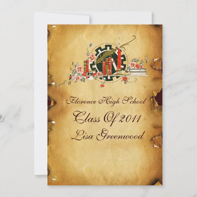 STUDENTEN PARCHMENT RED VAX SEAL MONOGRAM Felt Inbjudningar (Framsida)