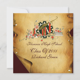 STUDENTEN PARCHMENT RED VAX SEAL MONOGRAM Inbjudni Inbjudningar