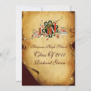 STUDENTEN PARCHMENT RED VAX SEAL MONOGRAM Inbjudni Inbjudningar