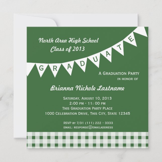 Studenten Pennant Flagga Changable Färg Inbjudningar (Framsida)