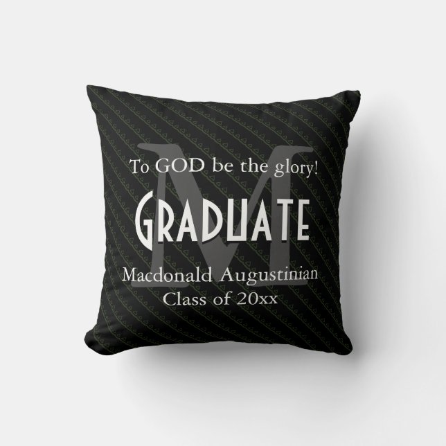 Studenten Personlig Keepsaké GLORY GOD Black Kudde (Framsida)