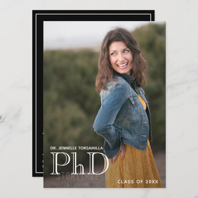Studenten PhD-meddelande, fotosvart (Fram/baksida)