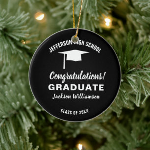 Studenten Photo 20XX Grad Cap Anpassningsbar Färg Julgransprydnad Keramik