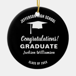 Studenten Photo 20XX Grad Cap Anpassningsbar Färg Julgransprydnad Keramik