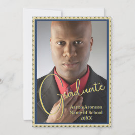 Studenten Photo Announcement Blue och Guld Inbjudningar