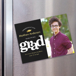 Studenten Photo Black Guld-typografi, djärv modern Magnetisk Inbjudningskort