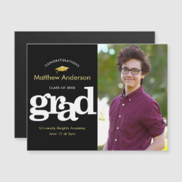 Studenten Photo Black Guld-typografi, djärv modern Magnetisk Inbjudningskort