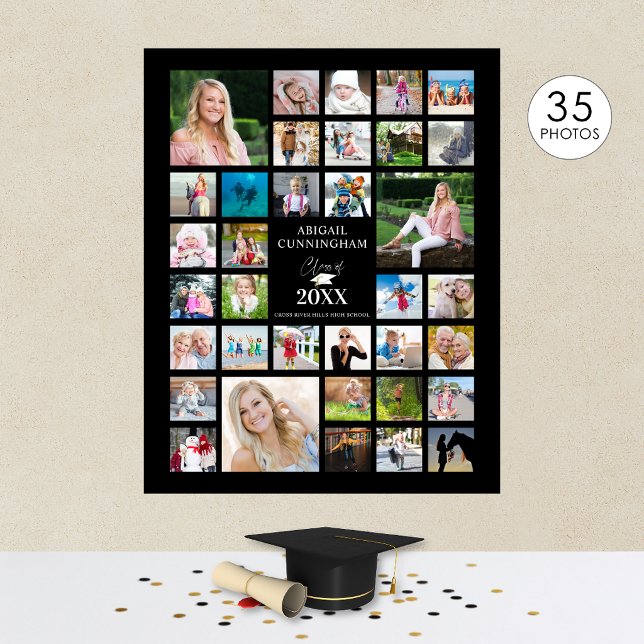 Studenten Photo Collage CLASS of Black Party Poster (Skapare uppladdad)