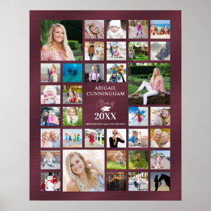 Studenten Photo Collage CLASS of Maroon Party Poster