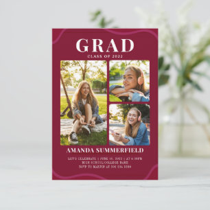 Studenten Photo Collage Grad 2025 Party Inbjudningar