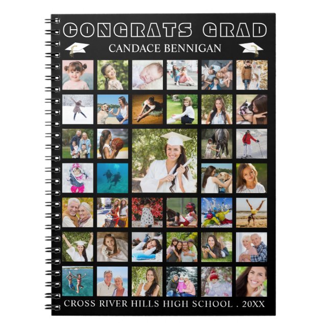 Studenten Photo Collage Guestbook Memory Bok Anteckningsbok (Framsidan)