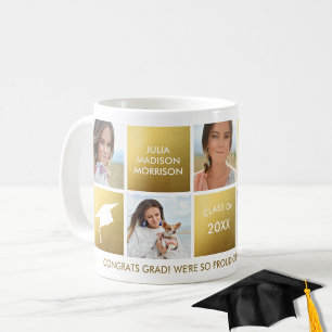 Studenten Photo Collage Guld klass 20XX Anpassning Kaffemugg