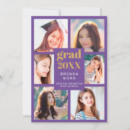 Studenten Photo Collage Guld White Script Lila Meddelande