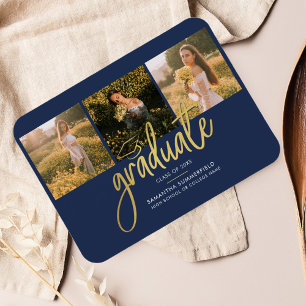 Studenten Photo Collage Navy Guld annons Magnet