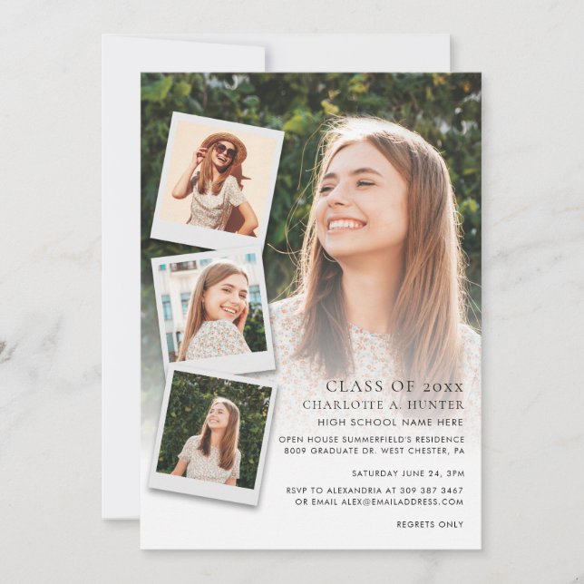 Studenten Photo Collage Open House 2024 Party Inbjudningar (Framsida)