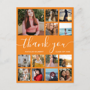 Studenten Photo Collage Orange Tack vykort
