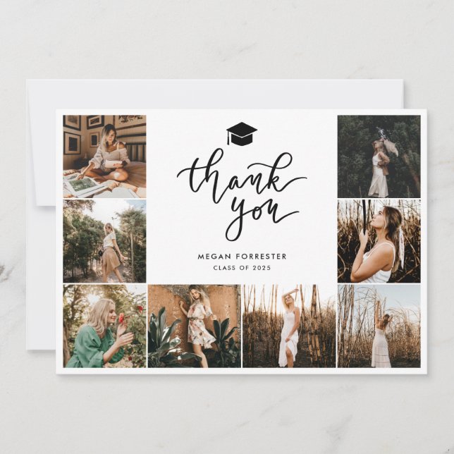 Studenten Photo Collage Tack Script Kort (Framsida)