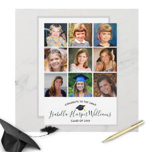 Studenten Photo Collage Thru, Years Grad Party Inbjudningar