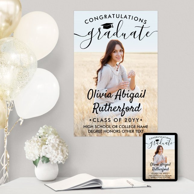 Studenten Photo Elegant Modern Black Calligraphy Poster (Skapare uppladdad)