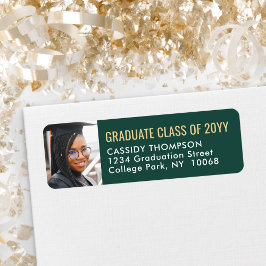 Studenten Photo Grönt Guld White Returadress Returadress Etikett