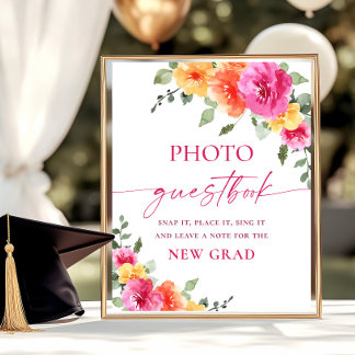 Studenten Photo Guestbook Bright Blommigt-tecken Poster