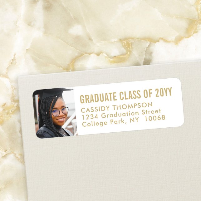 Studenten Photo Guld och White Returadress Etikett (Skapare uppladdad)