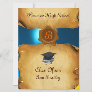 STUDENTEN PHOTO-MALL PARCHMENT Blue Vax Seal Inbjudningar