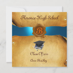 STUDENTEN PHOTO-MALL PARCHMENT Blue Vax Seal Inbjudningar