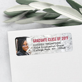 Studenten Photo Marble Red Black Returadress Returadress Etikett