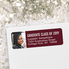 Studenten Photo Maroon and White Returadress Returadress Etikett