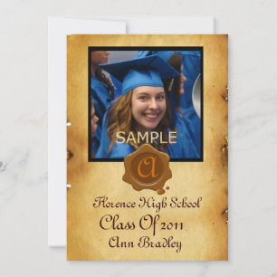 STUDENTEN PHOTO MMPLATE PARCHMENT Brown Vax Seal Inbjudningar