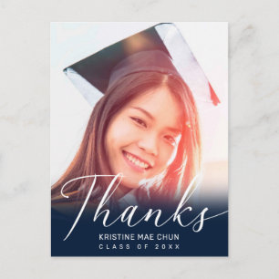 Studenten Photo Modern Script Blue Tack Vykort