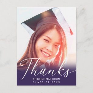 Studenten Photo Modern Script Lila Tack Vykort