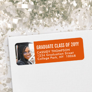 Studenten Photo Orange and White Returadress Etikett