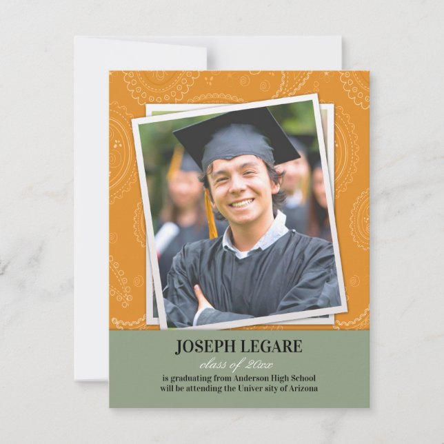 Studenten Photo Paisleys-meddelande Inbjudningar (Framsida)