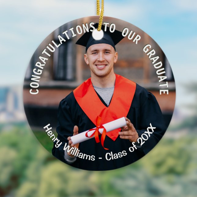 Studenten Photo Personlig Student Keepsaké Julgransprydnad Keramik (A graduation ornament to personalize with a photo, name and 'class of' year as a keepsake gift)