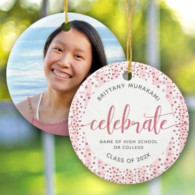 Studenten Photo Ro Guld Glitter Julgransprydnad Keramik (Skapare uppladdad)