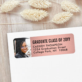 Studenten Photo Rosa och svart Returadress Etikett