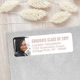 Studenten Photo Rosa & White Girly Returadress Etikett