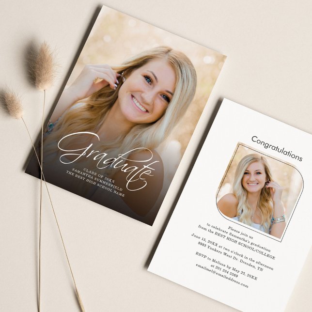 Studenten Photo Script Modern Grad 2025 Party Inbjudningar (Skapare uppladdad)
