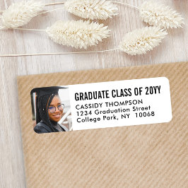 Studenten Photo Simple Black White-Returadress Returadress Etikett
