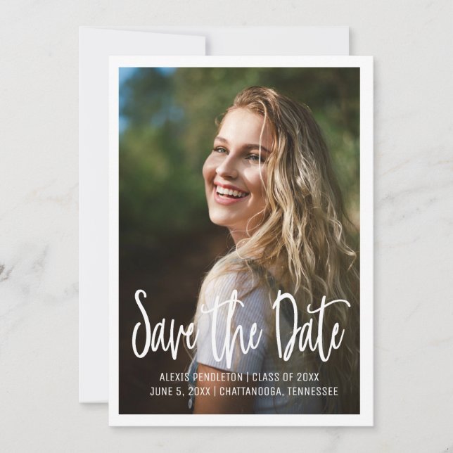 Studenten Photo Spara Date High School College Inbjudningar (Framsida)