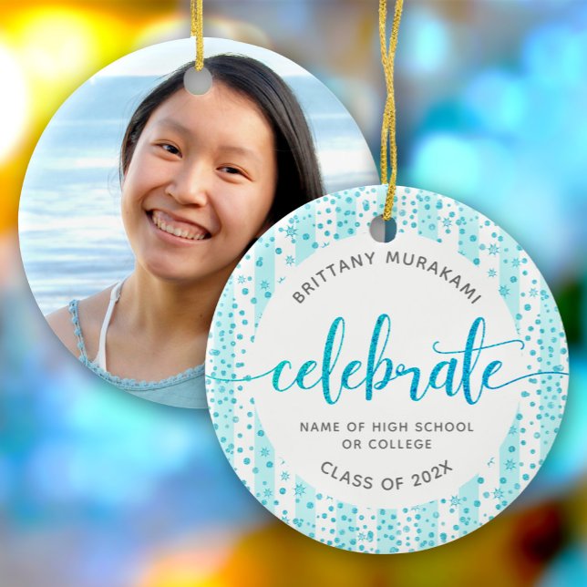 Studenten Photo Turcos Glitter-skript Keepsaké Julgransprydnad Keramik (Skapare uppladdad)